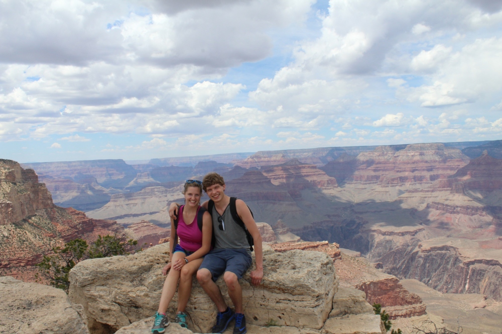 My girlfriend and I resting after many miles of hiking the South Rim.