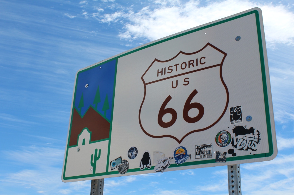 We spent a lot of time on Route 66. This particularly sign is somewhere between Las Vegas and the Hoover Dam.