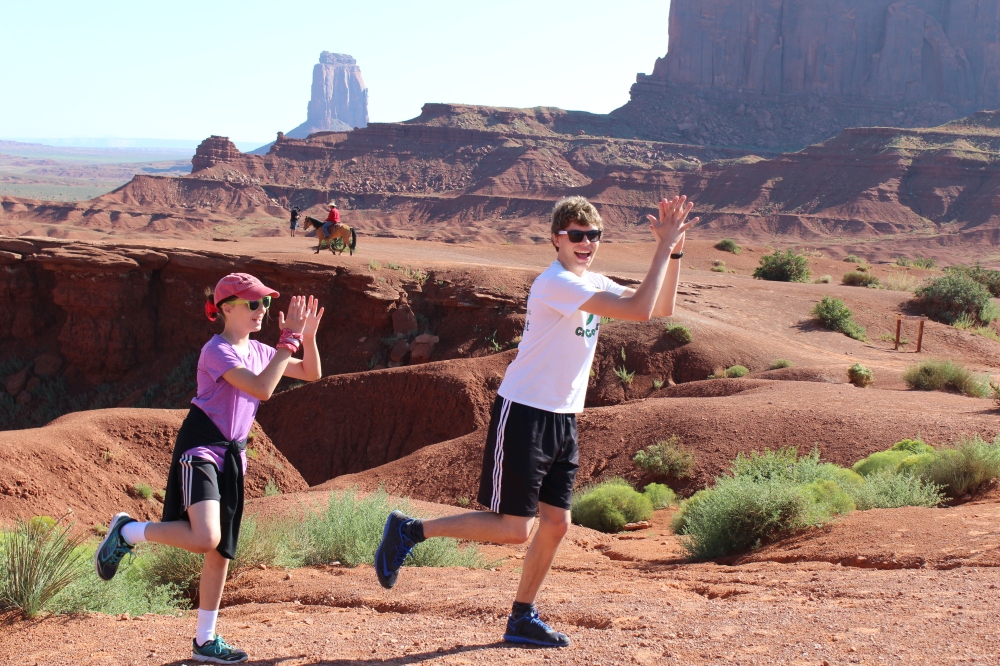 Dancing in the wild, wild west. We were happy to be in Monument Valley.